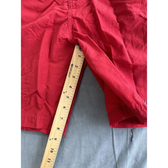 90s TOMMY HILFIGER Mens Medium Mesh Lined Red Blue Swim Trunks Shorts Colorblock - Picture 11 of 14